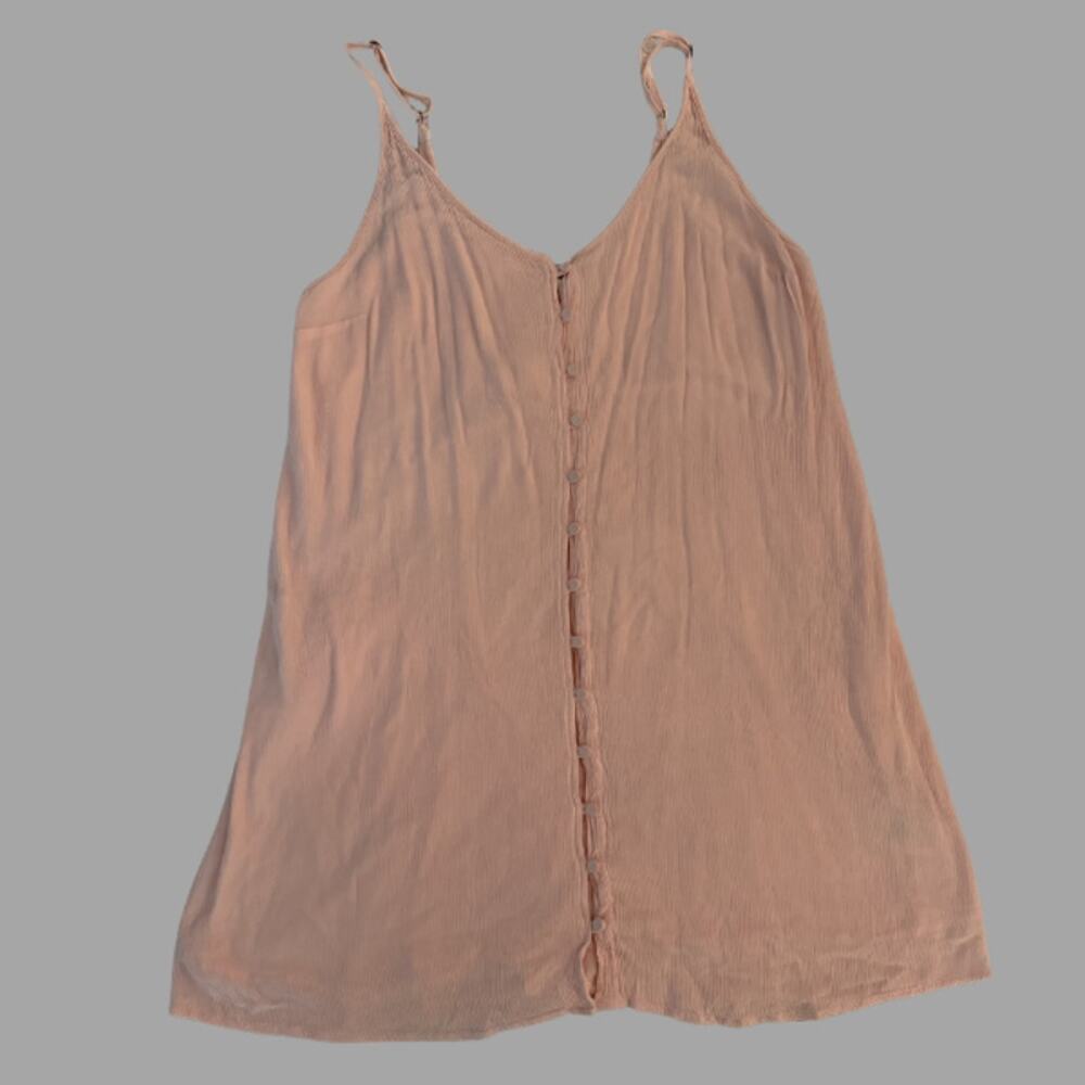 Roxy Blush Pink Ribbed Button Front Mini Dress Beach Cover Up Sundress XL